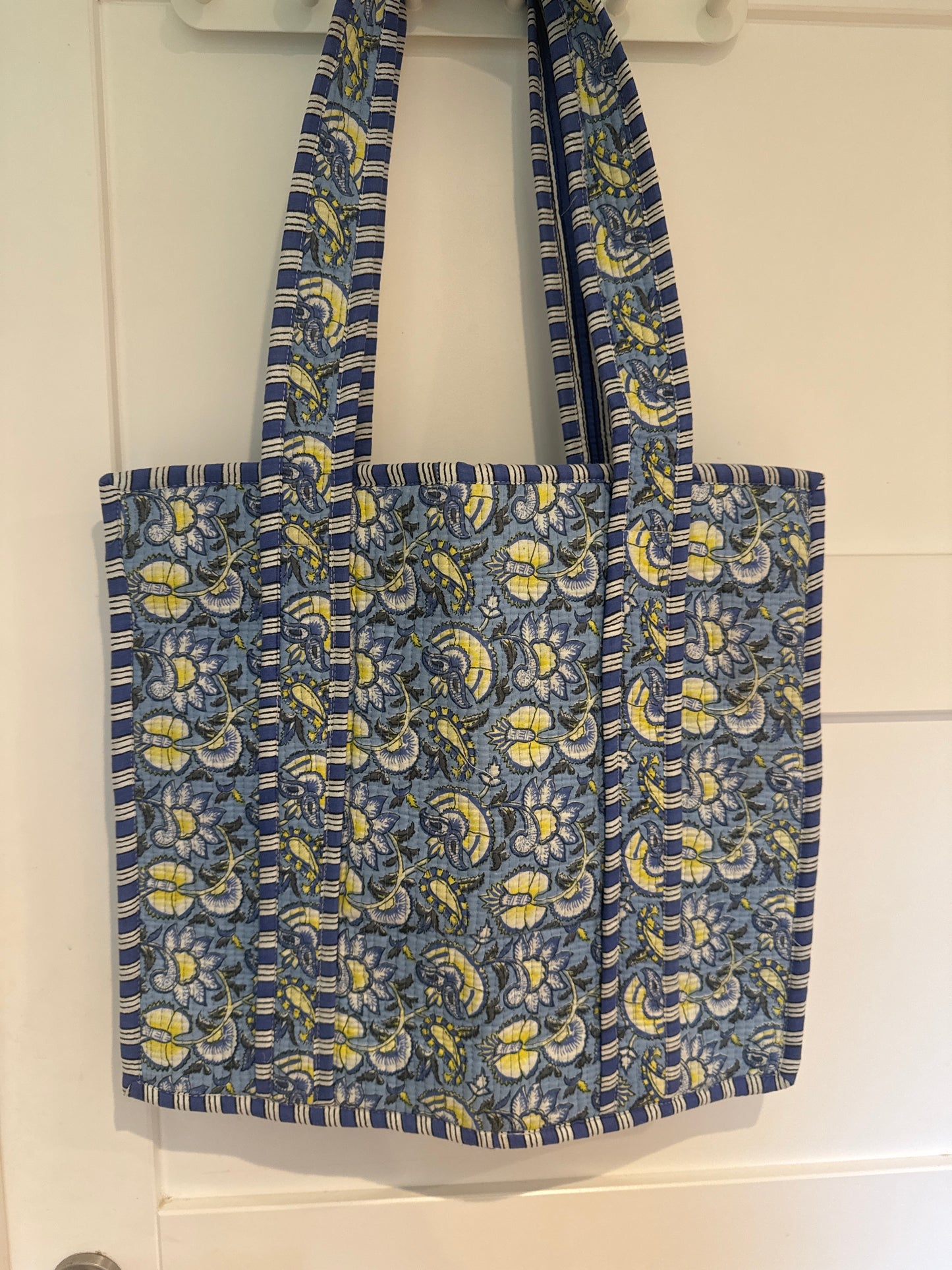 Cotton Tote Bag - Pale Blue Meadow