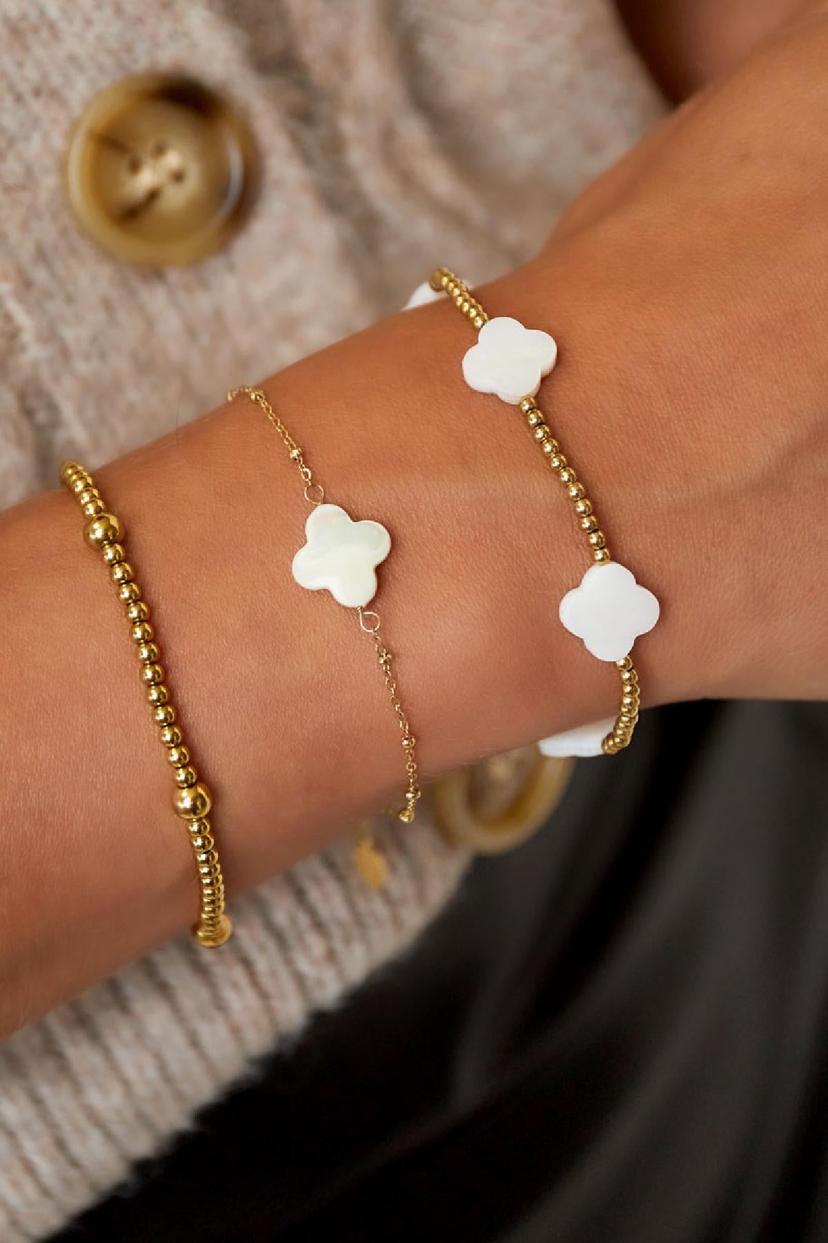 Beaded Clover Bracelet - Gold