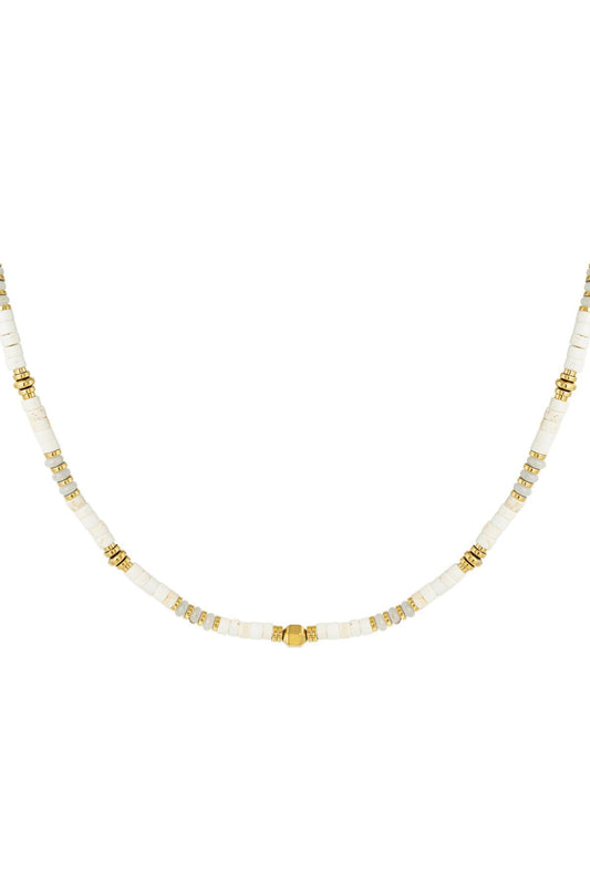 Spring Bead Necklace - White Gold