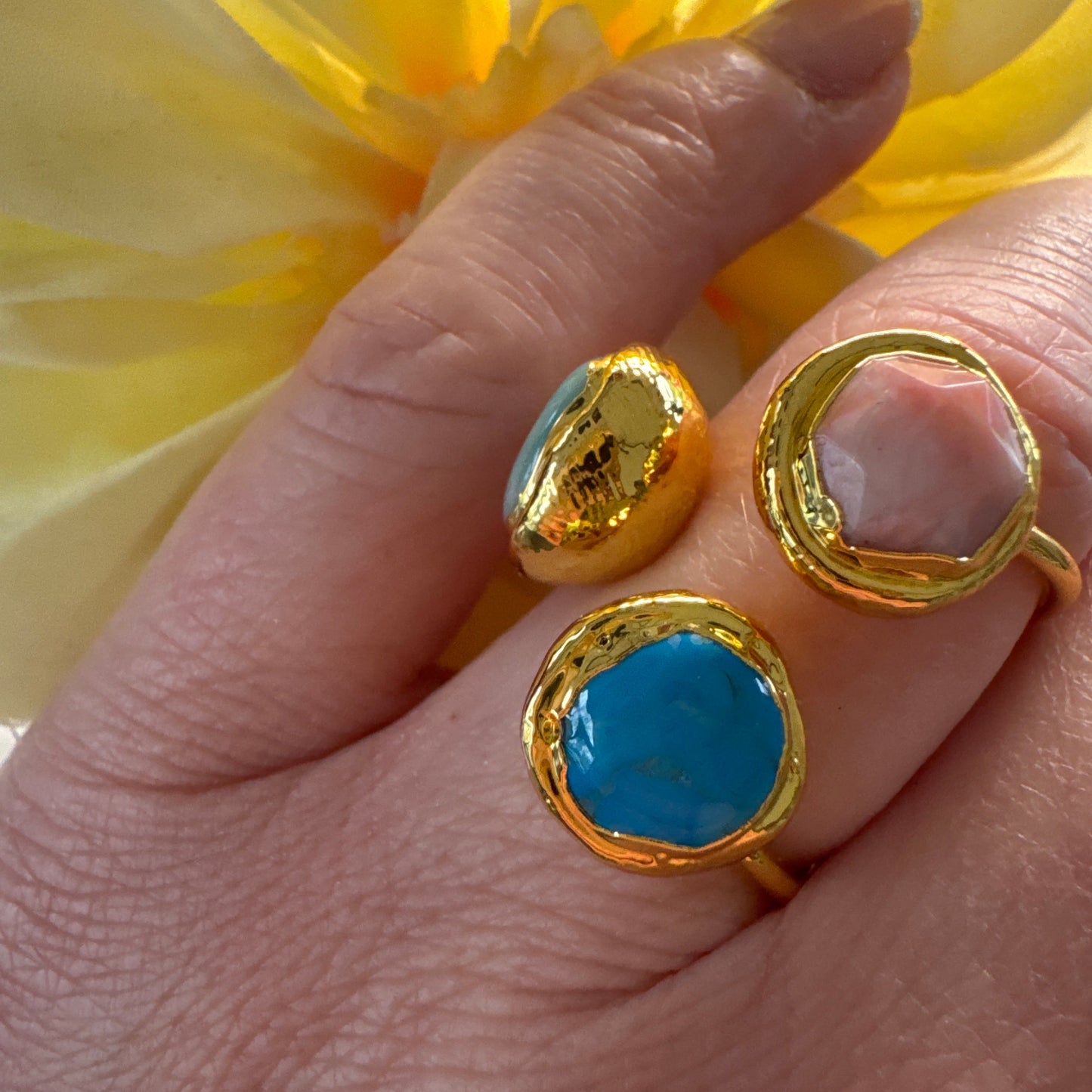 Trilogy Ring - Aqua & Pink