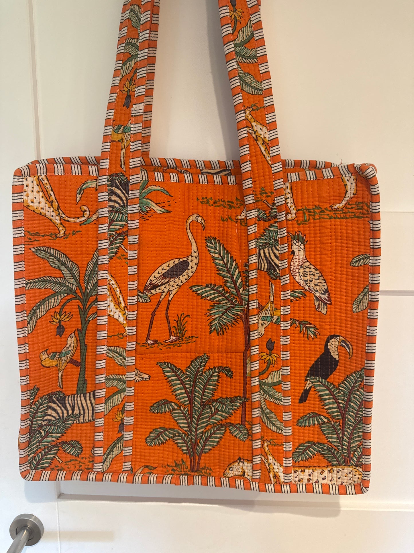 Cotton Tote Bag - Orange Wildlife