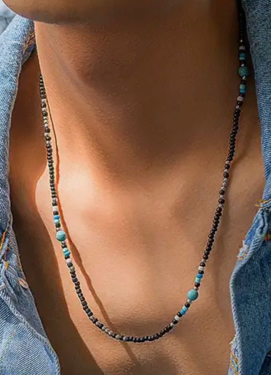 Glass Bead Necklace - Black