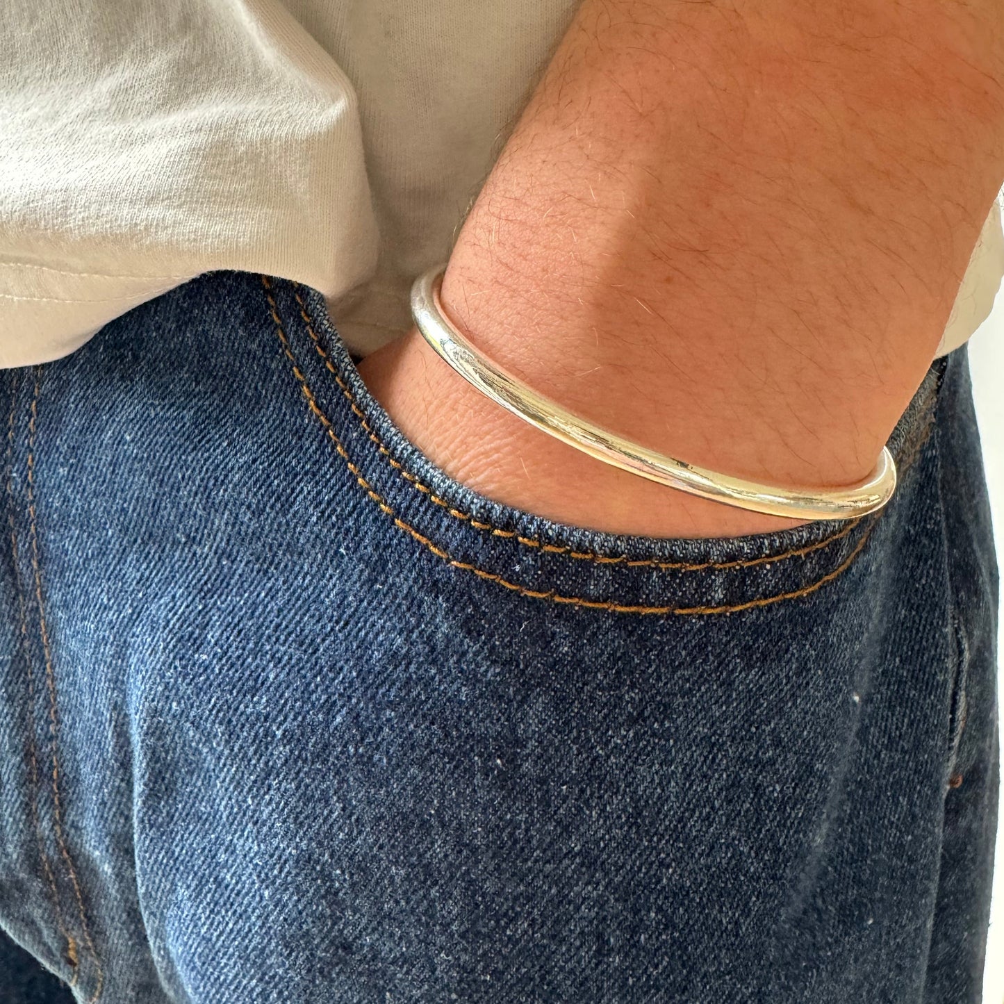 Sterling Silver Bangle With Bobble Ends