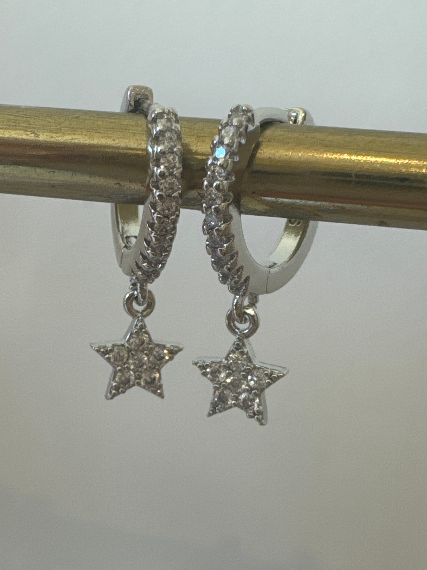 Christmas Sparkle Star Earrings - Silver