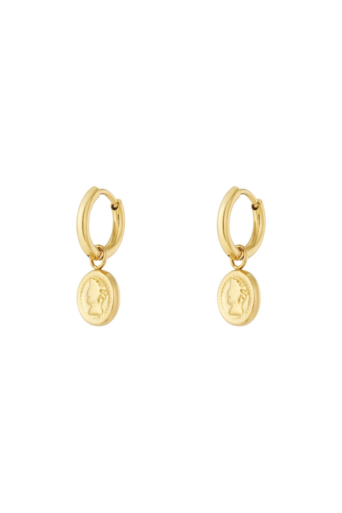 Vintage Coin Hoop Earrings - Gold