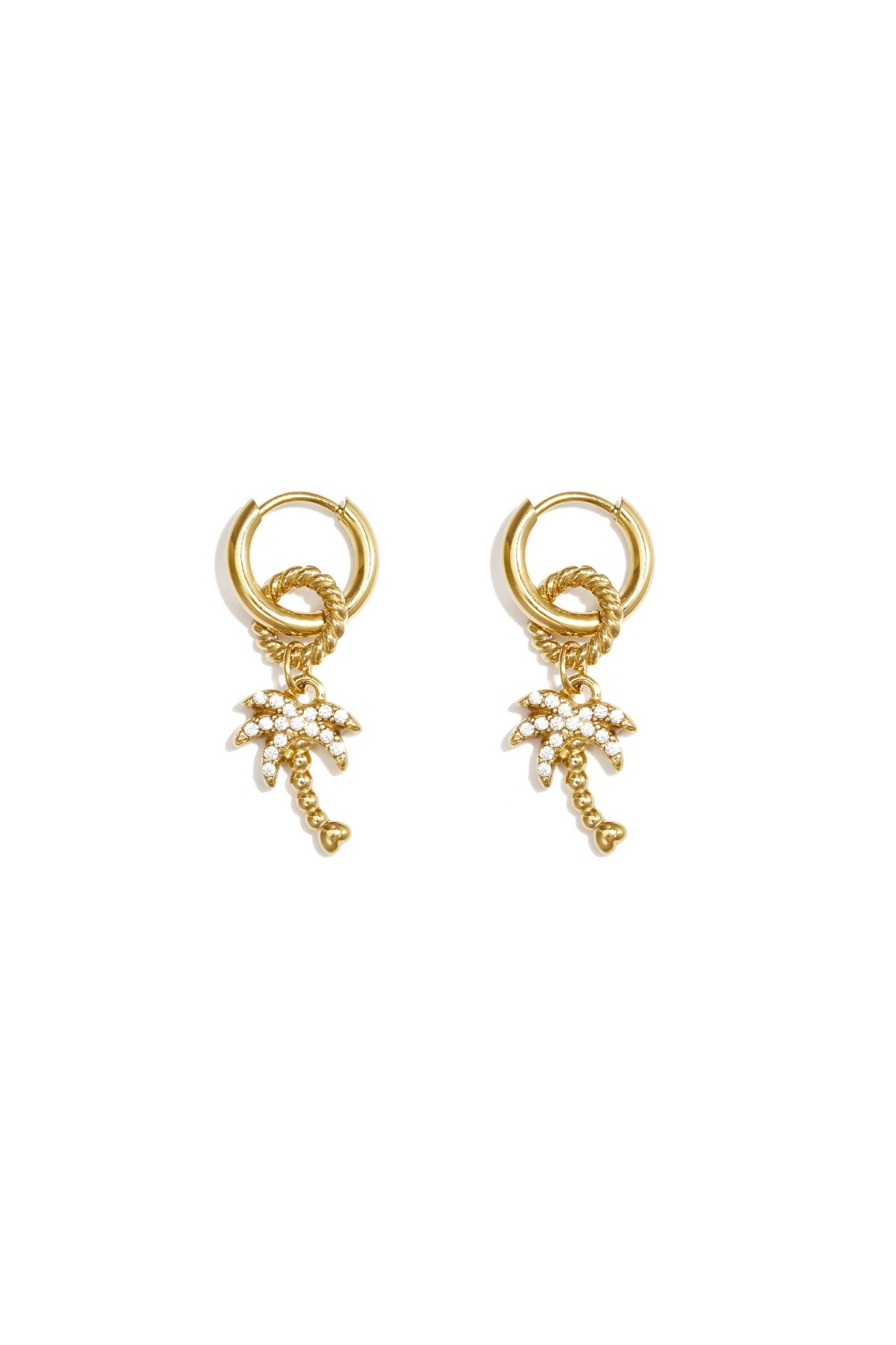 Summer Palm Tree Earrings - Gold