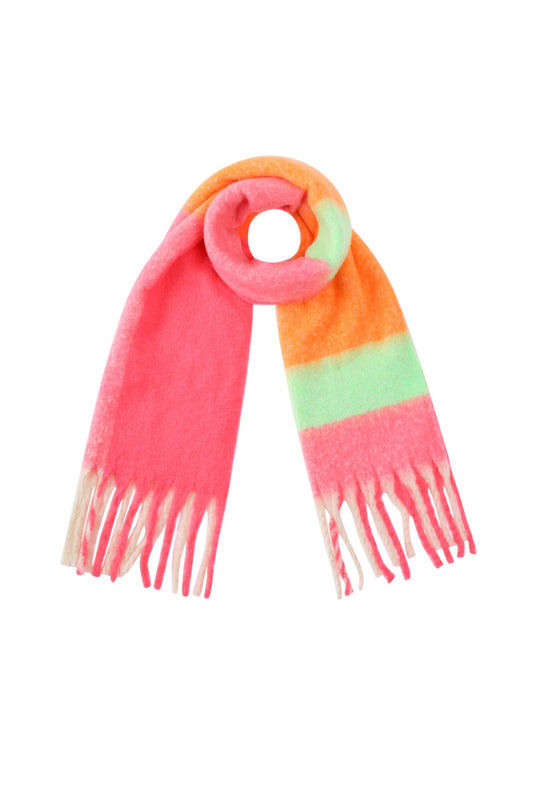 Chunky Winter Scarf - Orange & Pinks
