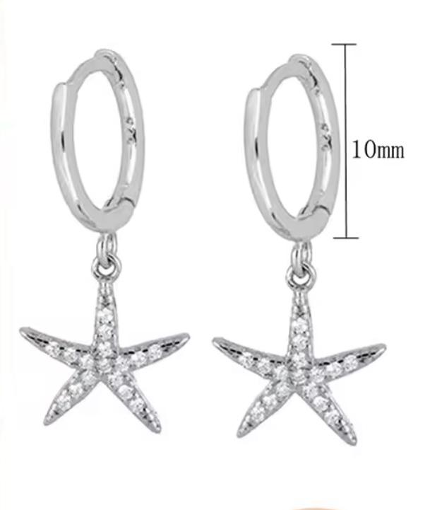 Starfish Sparkles Earrings - Silver