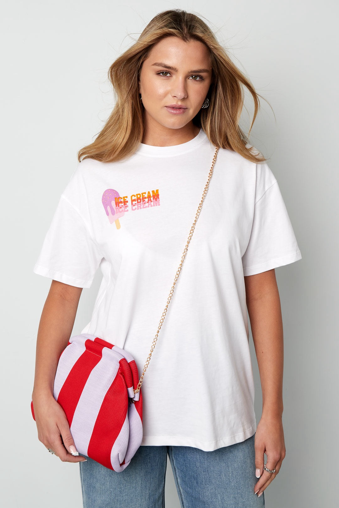 Striped Clutch - Pink & Orange