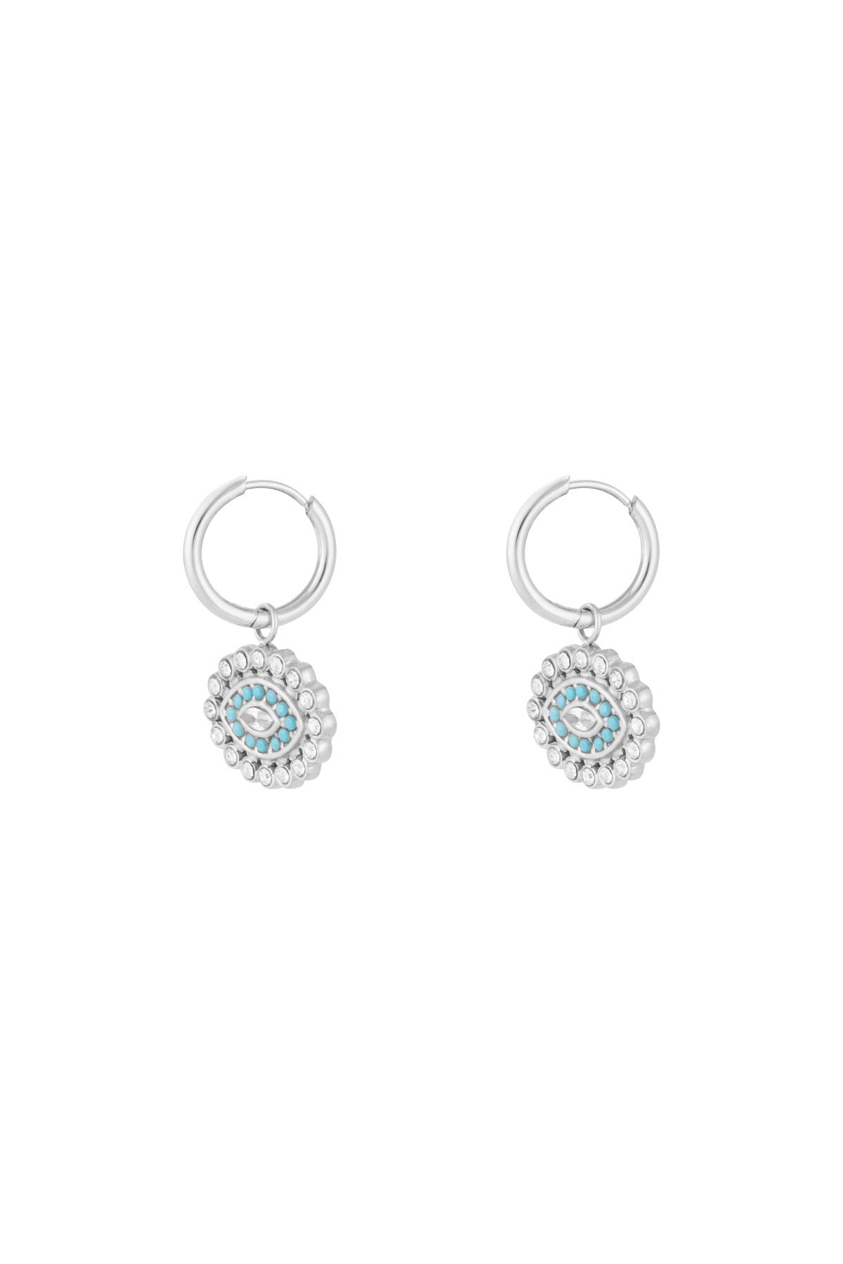 Eye Hoop Earrings - Silver
