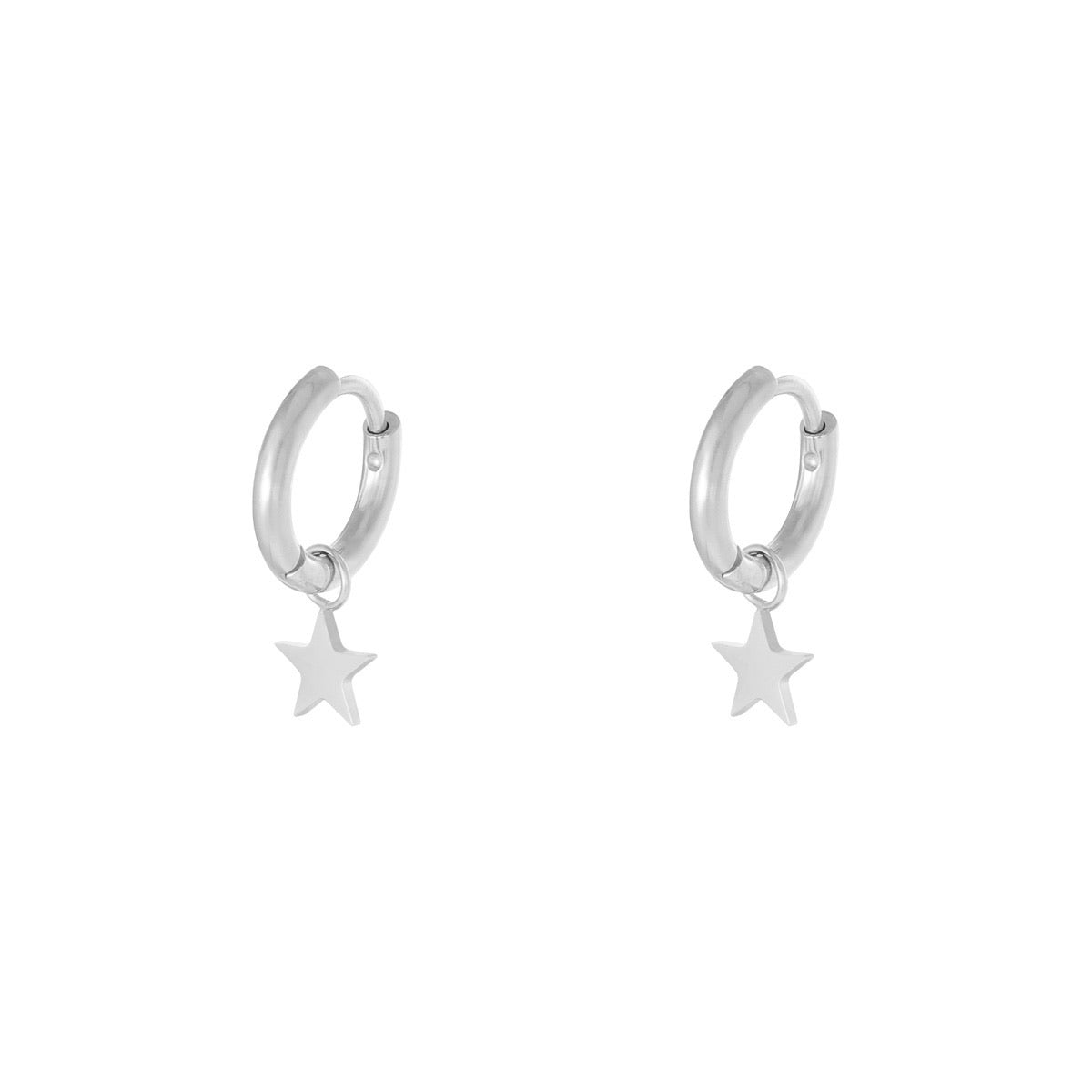Mini Hoop Simple Stars Silver