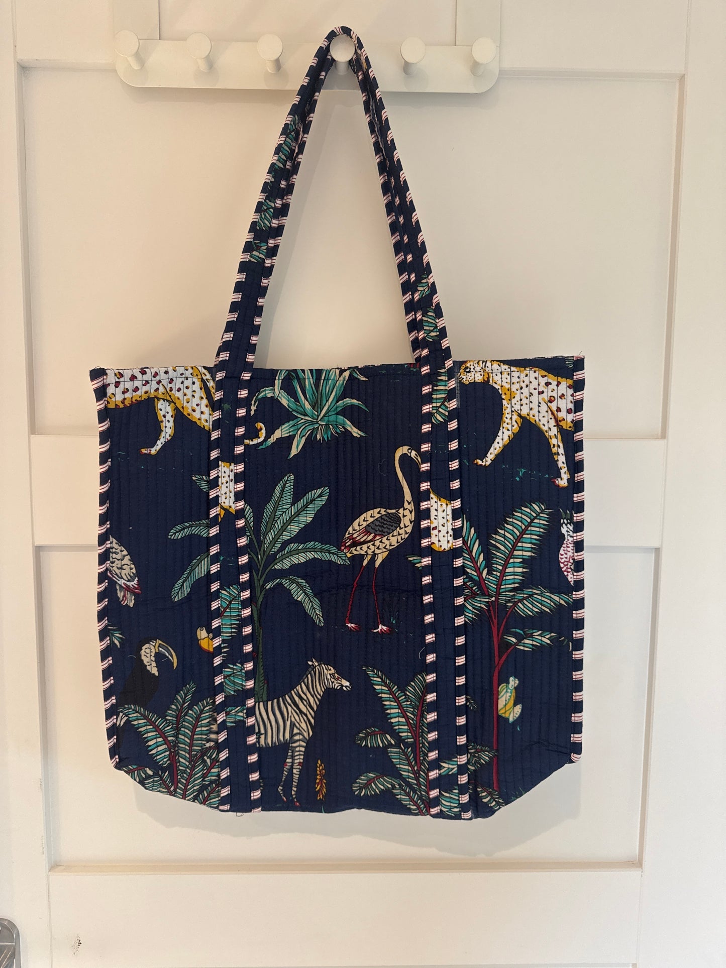 Cotton Tote Bag - Wildlife Navy