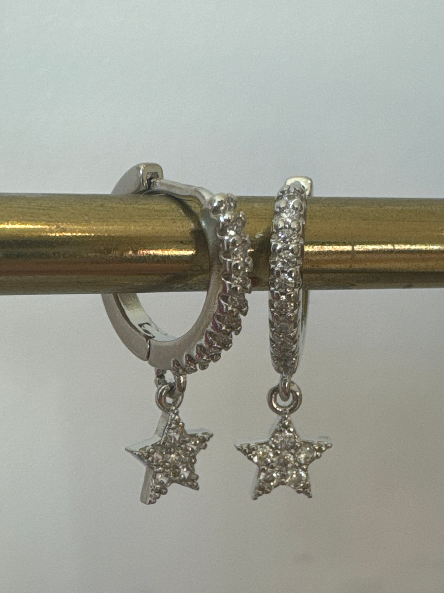 Christmas Sparkle Star Earrings - Silver