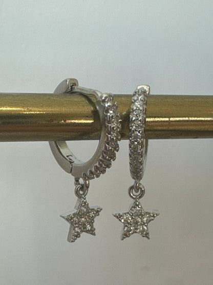 Christmas Sparkle Star Earrings - Silver