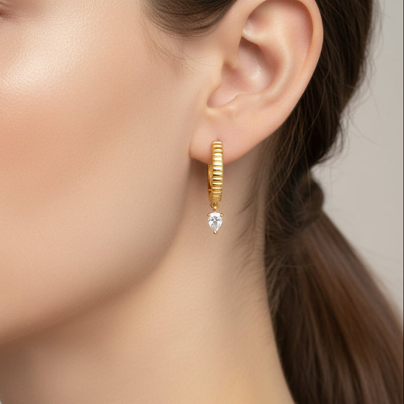 Little Diamond Drop Earrings - Gold or Silver