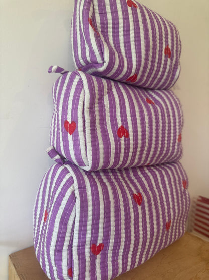 Wash Bag SETS OF 3 - Red Hearts