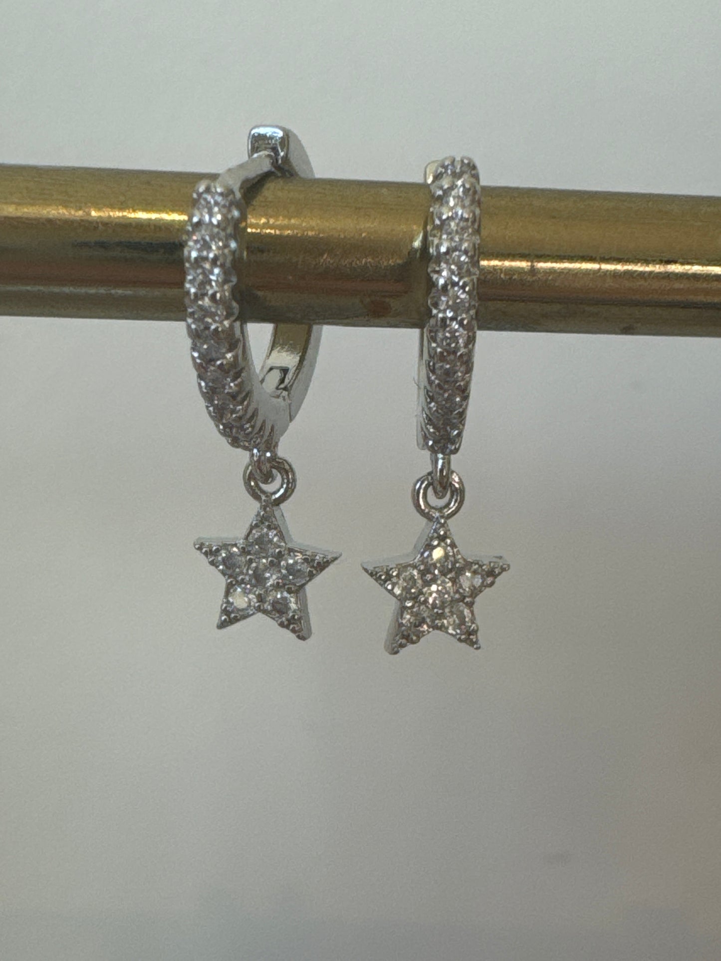 Christmas Sparkle Star Earrings - Silver