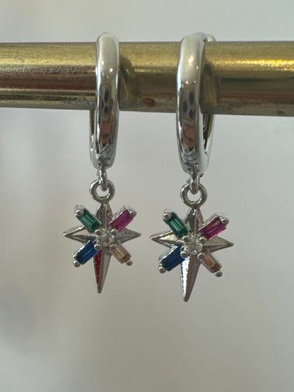 Rainbow Star Earrings - Silver