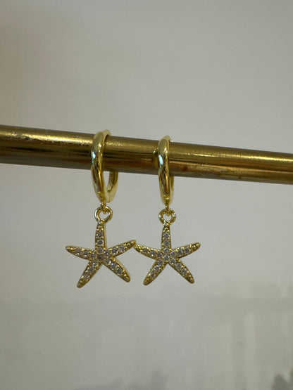 Starfish Sparkles Earrings - Gold
