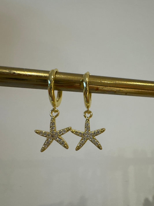 Starfish Sparkles Earrings - Gold