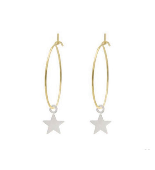 Simple Hoops With Stars - Gold Multiple Colours