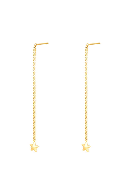 Long Star Earrings - Gold