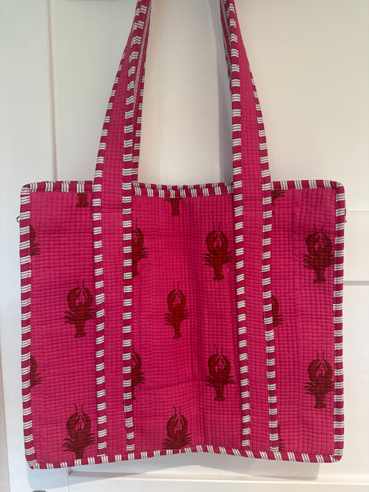 Cotton Tote Bag - Pink Lobster