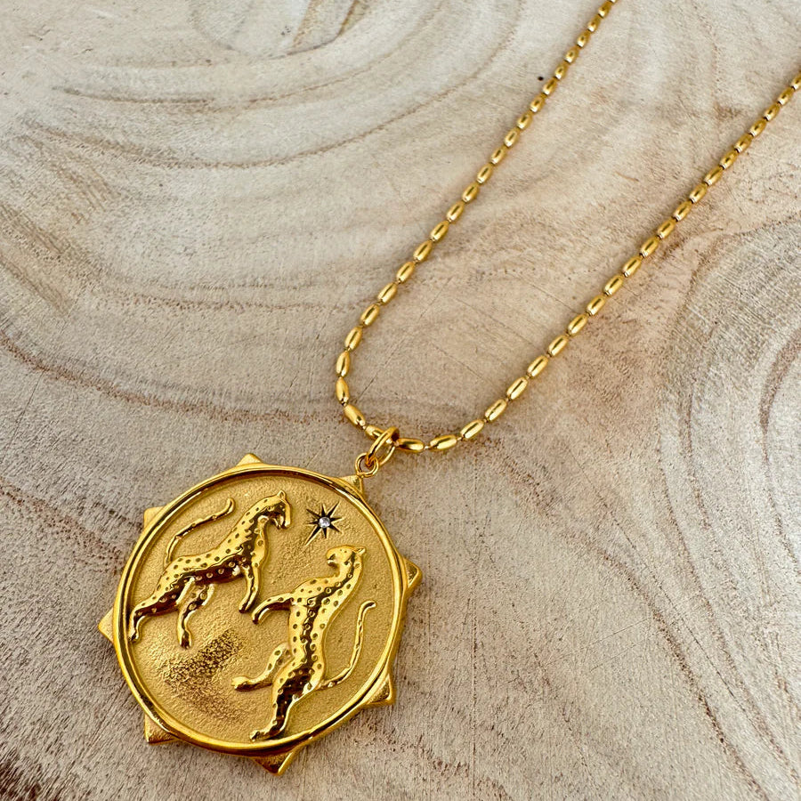 Wild Cheetah Disc Necklace - Gold