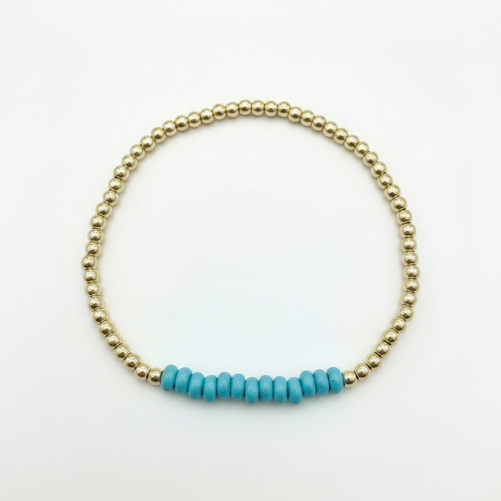 Summer Beads With Turquoise Stones Bracelet - Gold