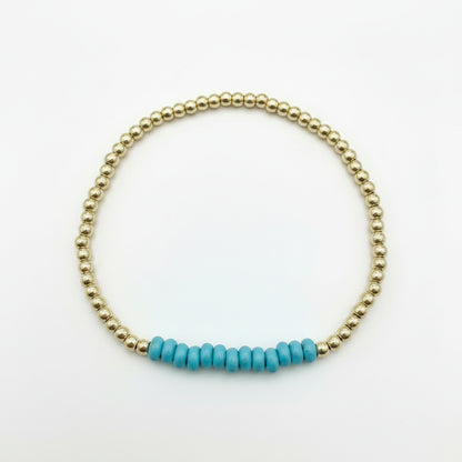 Summer Beads With Turquoise Stones Bracelet - Gold