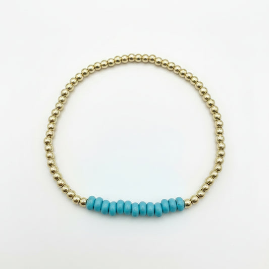 Summer Beads With Turquoise Stones Bracelet - Gold
