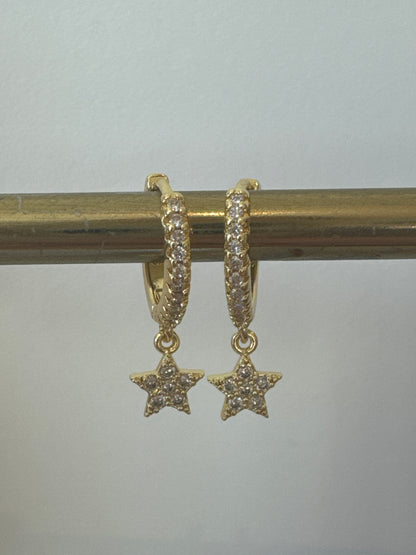 Christmas Sparkle Star Earrings - Gold