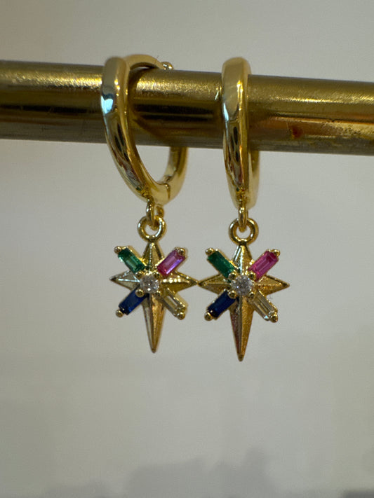 Rainbow Star Earrings - Gold