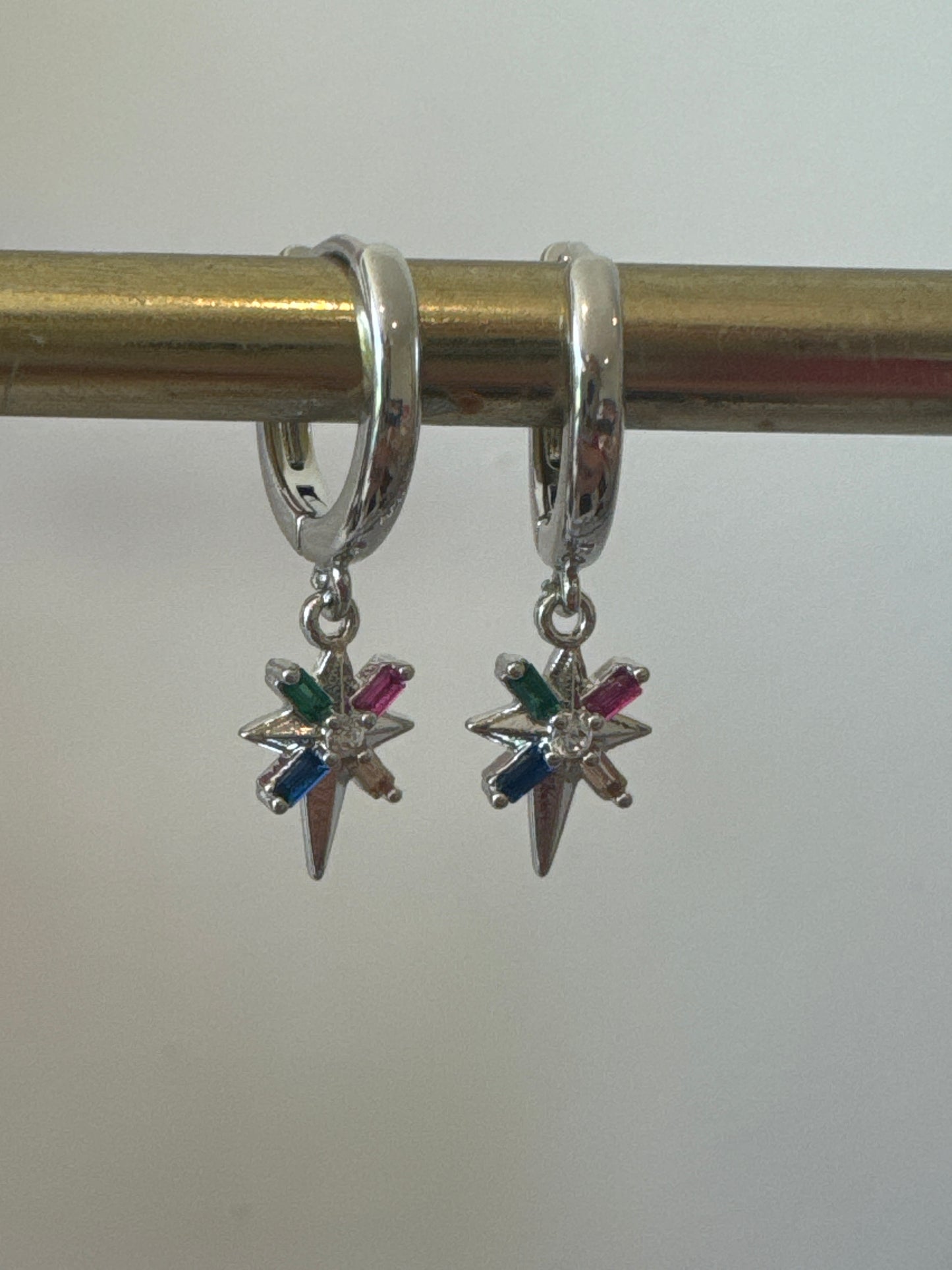 Rainbow Star Earrings - Silver