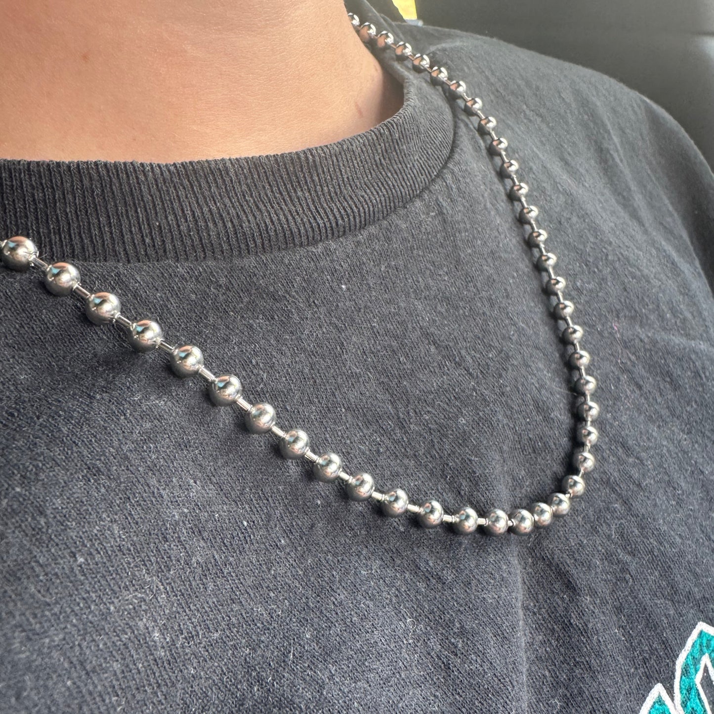 Simple Ball Chain Necklace - Silver