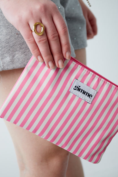 Spring Pouch - Bright Pink Stripes