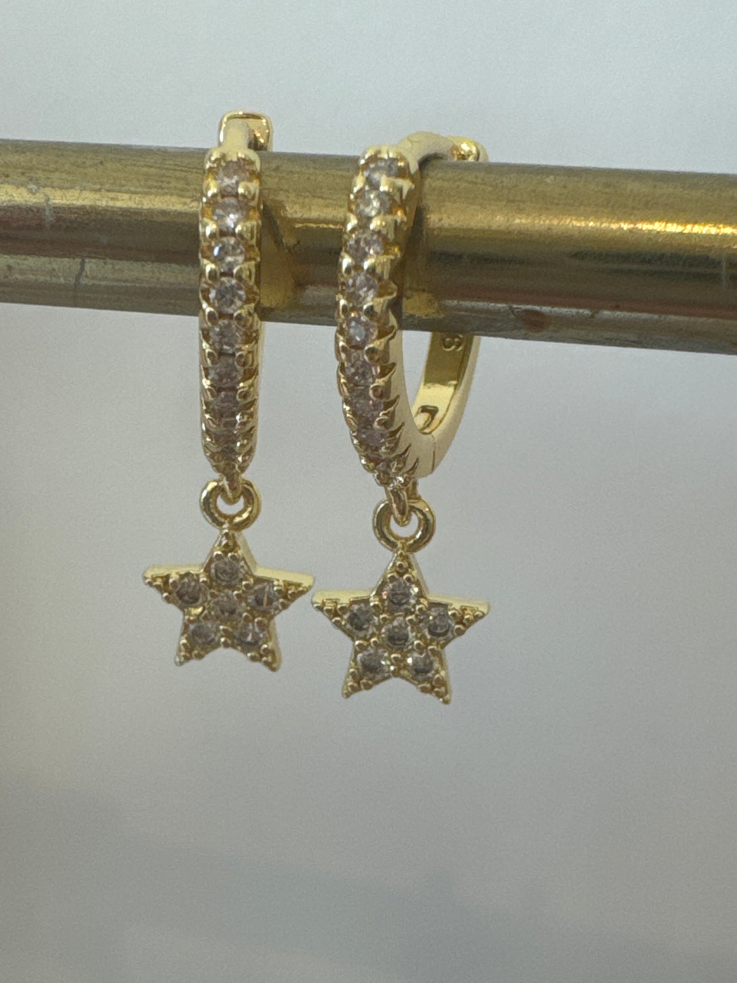 Christmas Sparkle Star Earrings - Gold