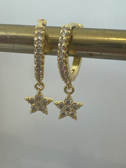 Christmas Sparkle Star Earrings - Gold