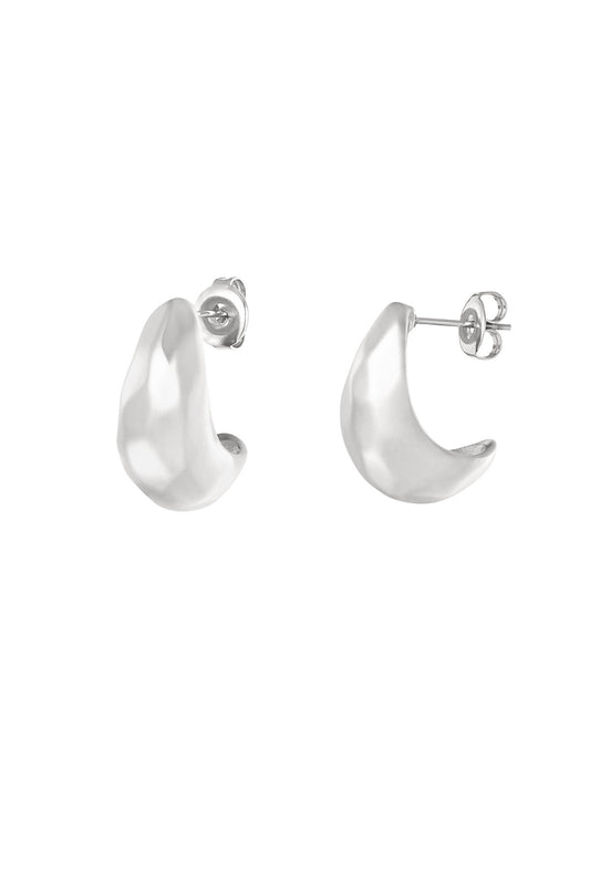 Chunky Moon Earrings - Silver