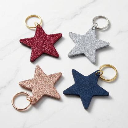 Glittery Star Keyring - Multiple Colours
