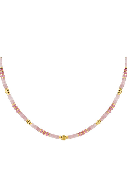 Spring Bead Necklace - Pink Gold