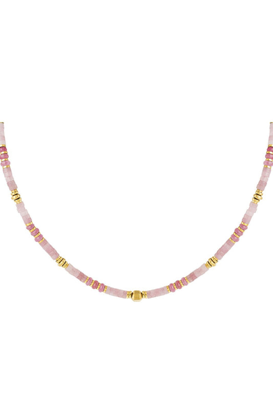 Spring Bead Necklace - Pink Gold