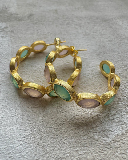 Esme Rose Quartz & Amazonite Hoop Earrings