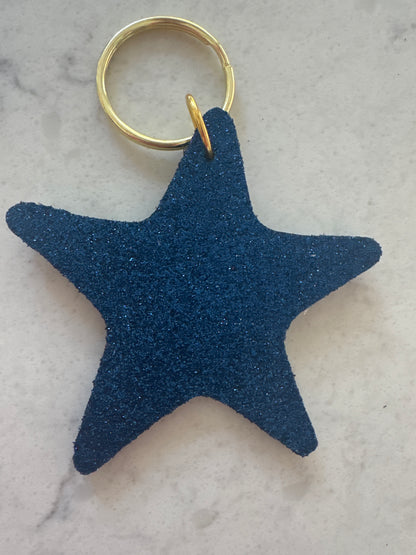 Glittery Star Keyring - Multiple Colours