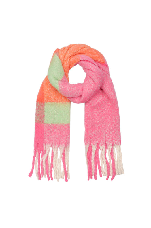 Chunky Winter Scarf - Orange & Pink