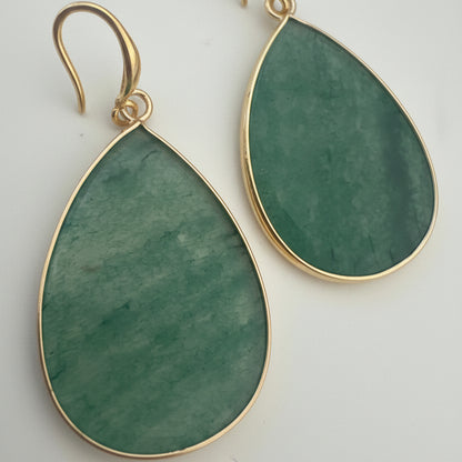 Hannah's Big Green Oval  Droplet Earrings