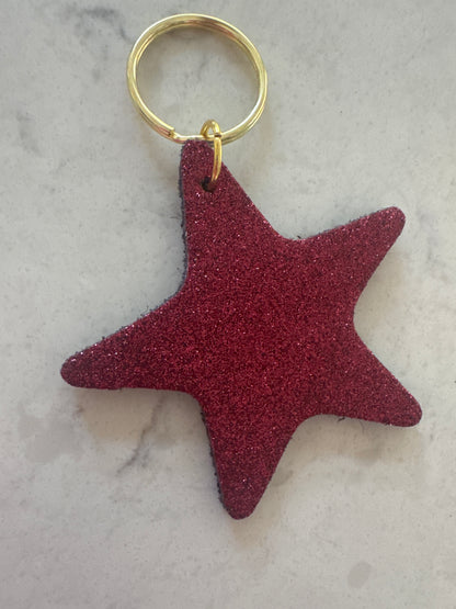 Glittery Star Keyring - Multiple Colours