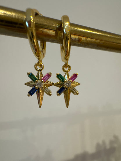 Rainbow Star Earrings - Gold