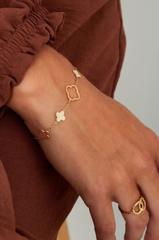 Clovers Big & Small Bracelet - Gold