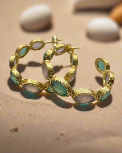 Esme Rose Quartz & Amazonite Hoop Earrings